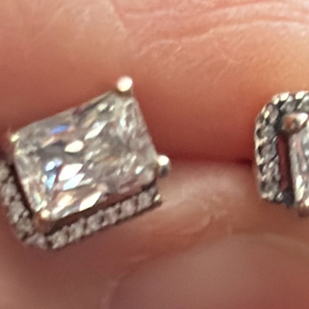 Pandora Rectangular Sparkling Halo Stud Earrings - image 5